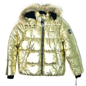 🔥 Closet Clearout!🔥 Hurley Light Gold Foil Girls Puffer Jacket